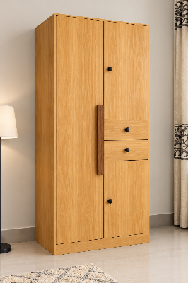 Picture of Timber Furniture 3 Door Melamine Board Wardrobe with 3 Drawers