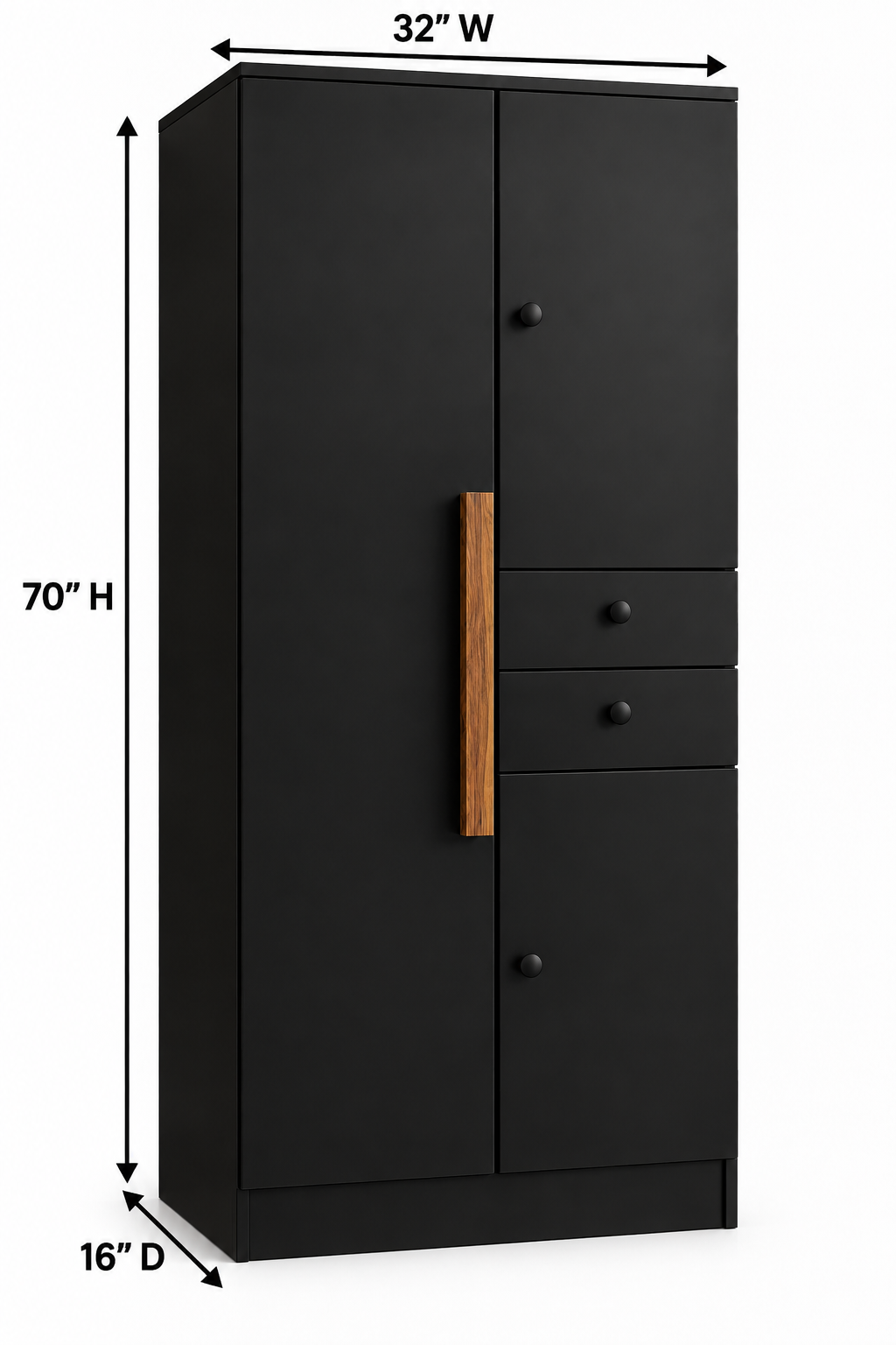 Picture of Timber Furniture 3 Door Melamine Board Wardrobe with 3 Drawers