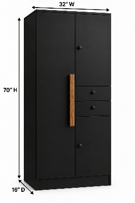 Picture of Timber Furniture 3 Door Melamine Board Wardrobe with 3 Drawers