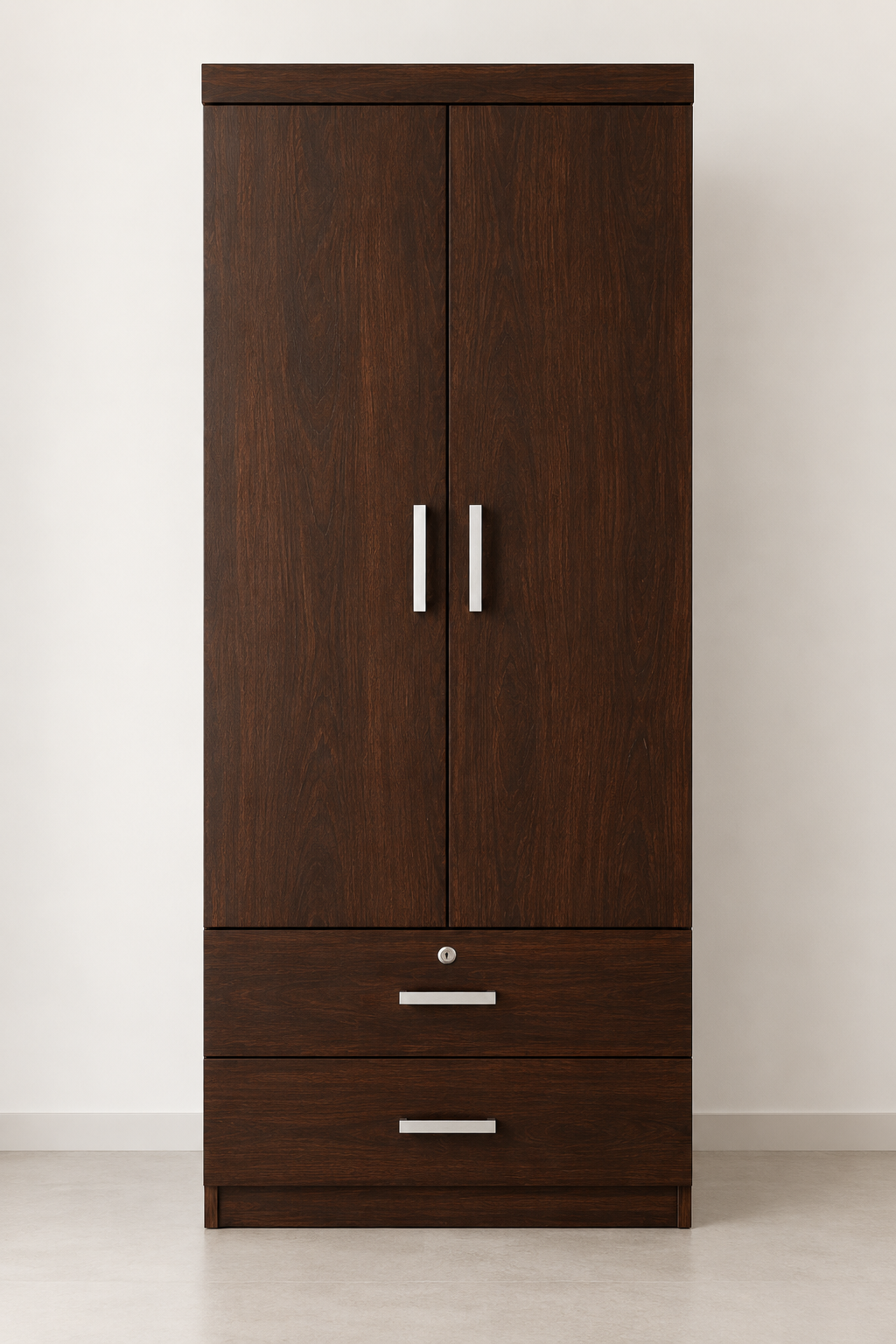 Picture of Timber Furniture Decorative 2 Door Laminated Board Wardrobe with 2 Drawers