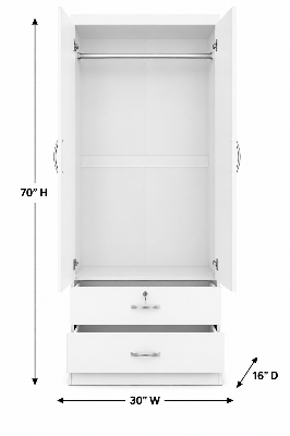 Picture of Timber Furniture Decorative 2 Door Laminated Board Wardrobe with 2 Drawers