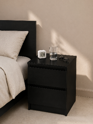 Picture of Timber Furniture Stylish 2 Drawer Laminated Board Nightstand