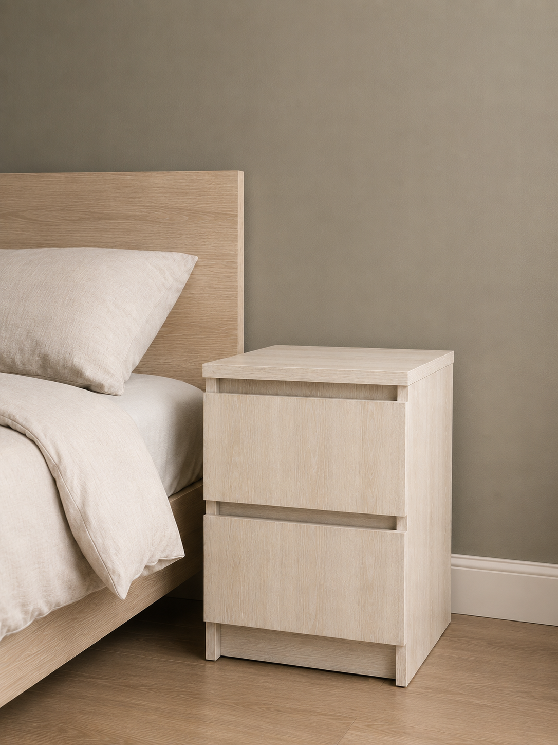 Picture of Timber Furniture Stylish 2 Drawer Laminated Board Nightstand