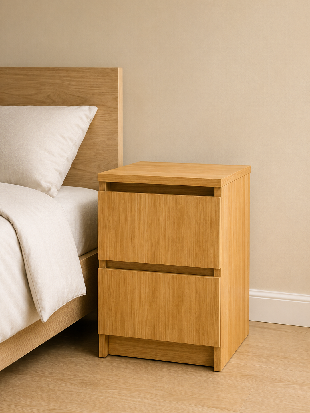 Picture of Timber Furniture Stylish 2 Drawer Laminated Board Nightstand