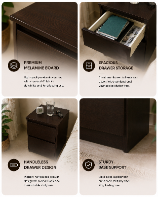 Picture of Timber Furniture Stylish 2 Drawer Laminated Board Nightstand