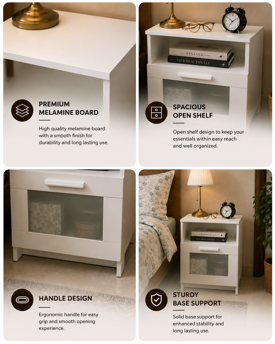 Picture of Timber Furniture Open Shelf Melamine Board Bedside Table