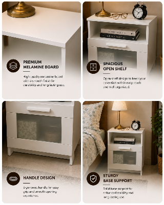Picture of Timber Furniture Open Shelf Melamine Board Bedside Table