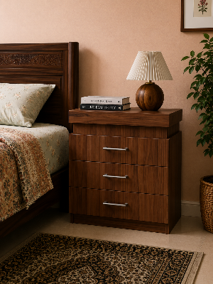 Picture of Timber Furniture Modern 3 Drawer Melamine Board Bedside Table