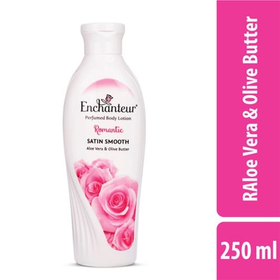 Picture of Malaysian product Enchanteur Perfume Body lotion Romantic Satin Smooth Aloe vera & Olive butter for use male / male 250 Ml