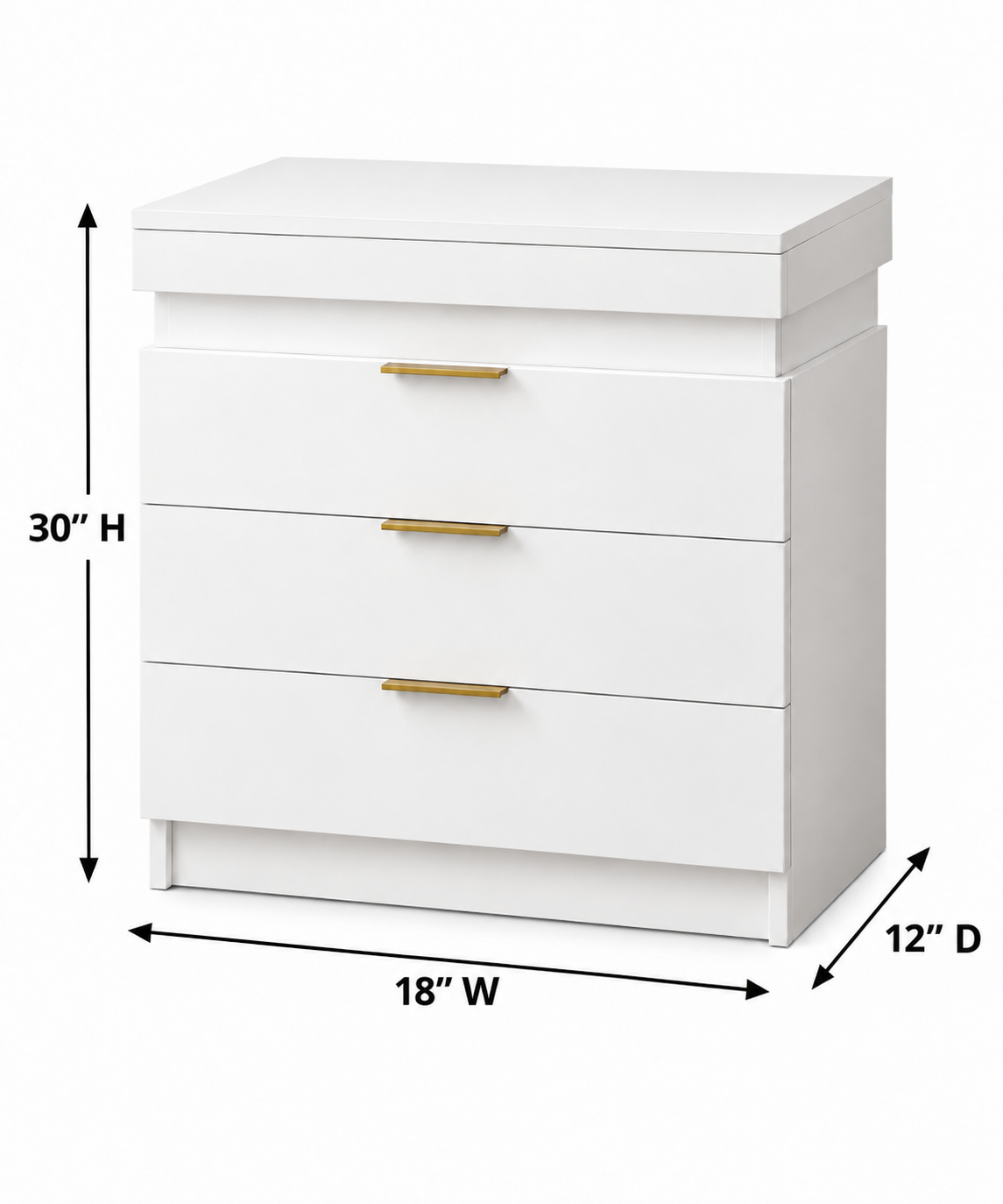 Picture of Timber Furniture Modern 3 Drawer Melamine Board Bedside Table