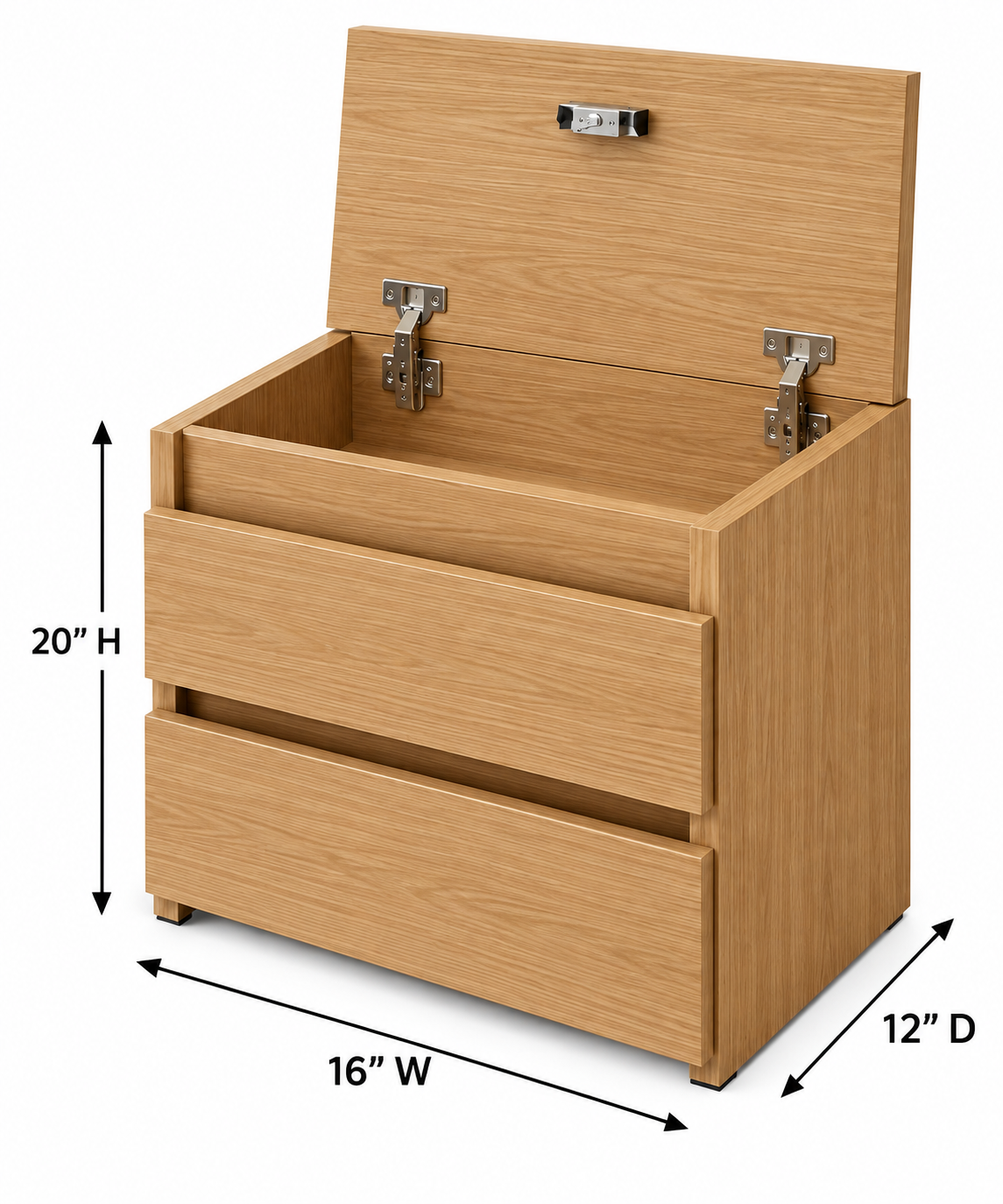 Picture of Timber Furniture 2 Drawer Lift Top Storage Bedside Table