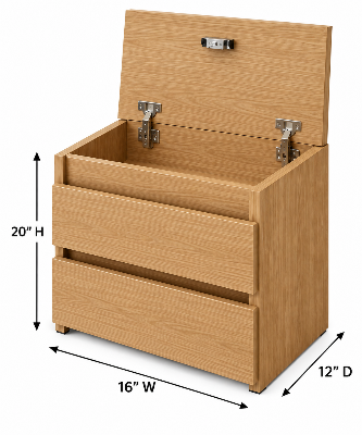 Picture of Timber Furniture 2 Drawer Lift Top Storage Bedside Table