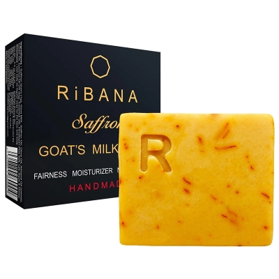 Picture of Ribana Saffron Goat Milk Soap 110 G Bar of Pure Goat Milk Soap for All Skin Types Enriched with Natural Ingredients