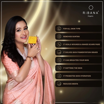 Picture of Ribana Saffron Goat Milk Soap 110 G Bar of Pure Goat Milk Soap for All Skin Types Enriched with Natural Ingredients