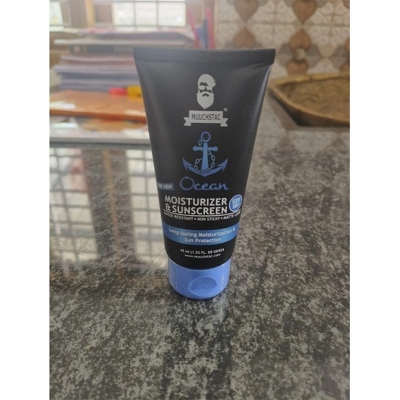 Picture of Muuchstac Mens Ocean Moisturizer & Sunscreen Matte Look Spf 18+ Cream With Turmeric & Aloe Vera Beads, Non-Sticky & Water Resistant 45 ML