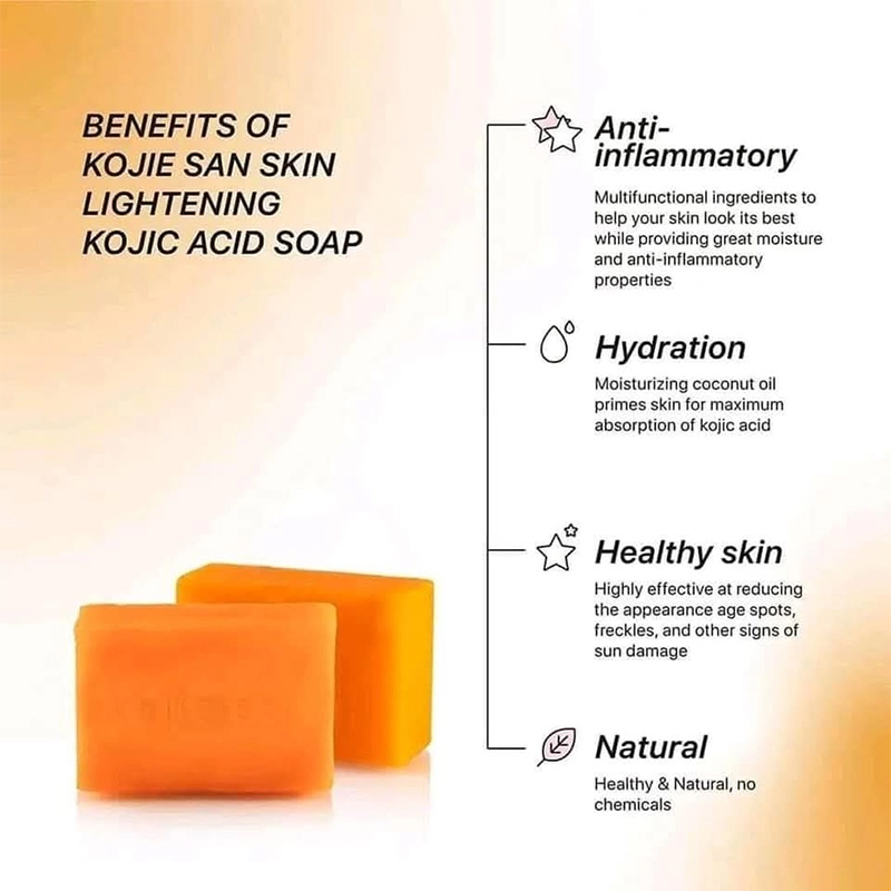 Picture of Kojie San Skin Brightening Soap - Original Kojic Acid Soap for Face & Body - Cosmetic Soap for Beautifully Fresh Skin (3 X 65g Bars) :