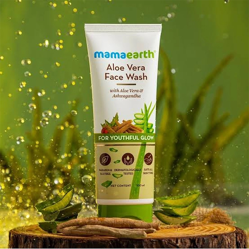 Picture of Indian product Mama earth Aloe vera Face wash 100 Wash
