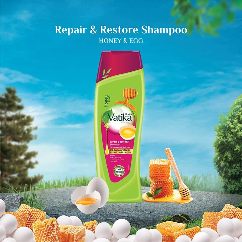 Picture of International UAE product Vatika Naturals Repair And Restore Shampoo with Honey and Egg -400ml