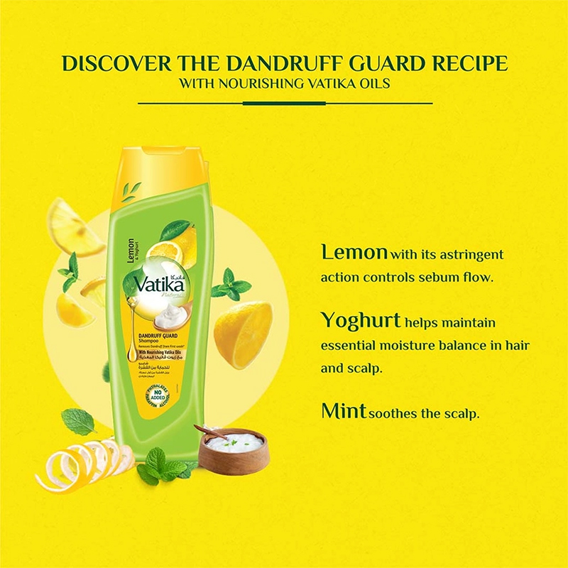 Picture of International UAE product Vatika Naturals Dandruff Guard Shampoo with Lemon and Yoghurt -400ml