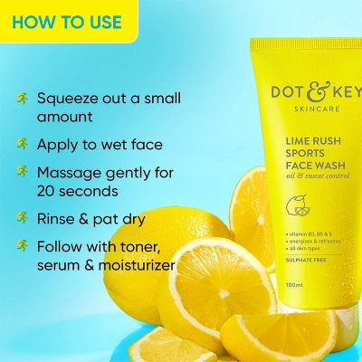 Picture of Dot & Key skin care lime rush Sports Face wash iol control Sweat control 100ml (India)