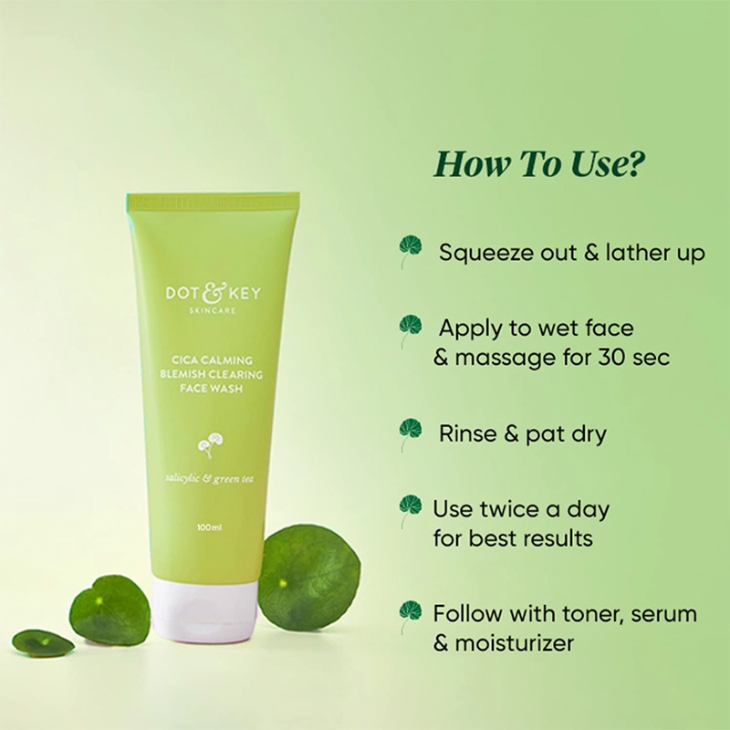 Picture of Dot&Key Cica Face wash For Acne proneskin,2% Salicylic Acid Face wash for green tea 100ml (india)