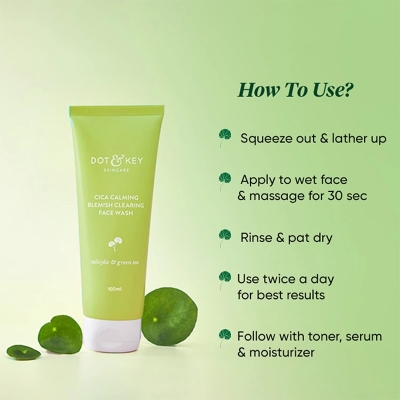 Picture of Dot&Key Cica Face wash For Acne proneskin,2% Salicylic Acid Face wash for green tea 100ml (india)
