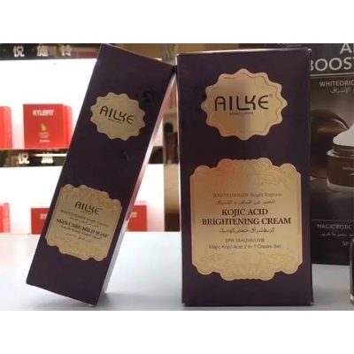 Picture of AILKE Natural Kojic Acid Moisturizer Whitening Day+ Night Cream and Cleanser Shop Combo Pack