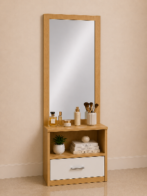 Picture of Timber Furniture 1 Drawer Dressing Table with Open Shelf 24 W × 14 D × 70 H Inches