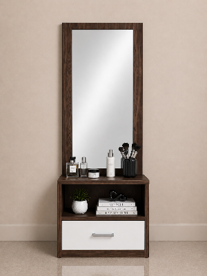 Picture of Timber Furniture 1 Drawer Dressing Table with Open Shelf 24 W × 14 D × 70 H Inches