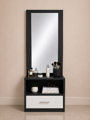 Picture of Timber Furniture 1 Drawer Dressing Table with Open Shelf 24 W × 14 D × 70 H Inches