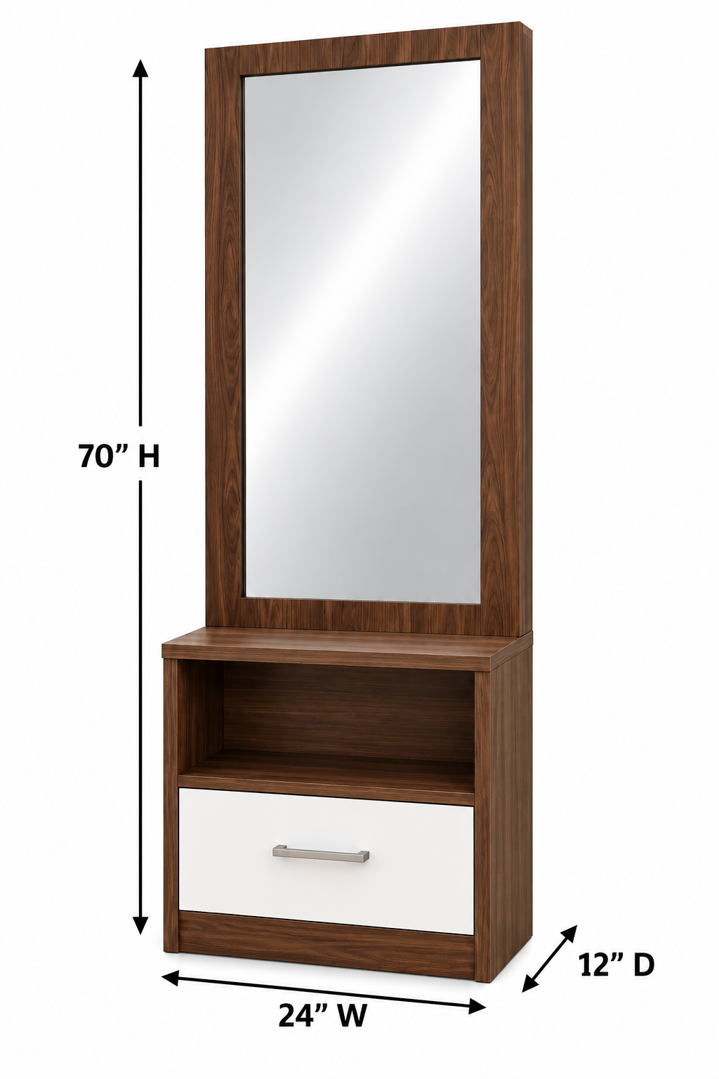 Picture of Timber Furniture 1 Drawer Dressing Table with Open Shelf 24 W × 14 D × 70 H Inches