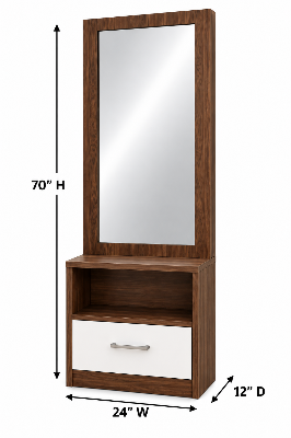 Picture of Timber Furniture 1 Drawer Dressing Table with Open Shelf 24 W × 14 D × 70 H Inches