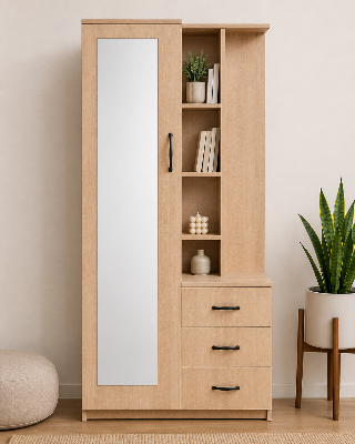 Picture of Timber Furniture Full Length Mirror 3 Drawer Melamine Board Dressing Table