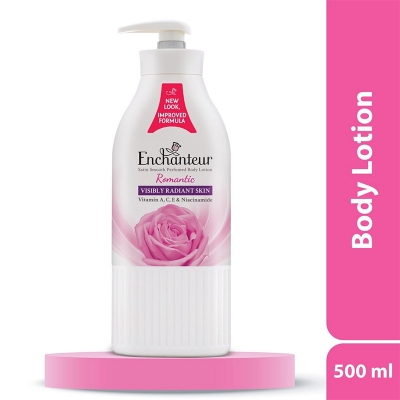 Picture of International Uk Product Enchanteur Perfume body Lotion Romantic Satin smooth Aloe Vera & Olive Butter For used Male/female 500 Ml