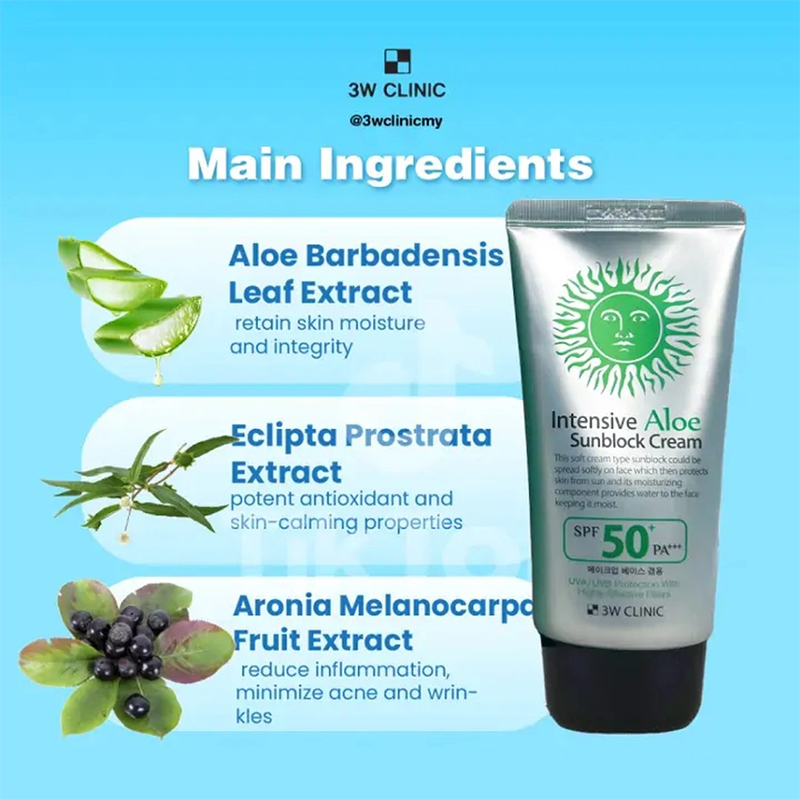 Picture of 3W Clinic Intensive Aloe Sunblock Cream SPF 50+ PA+++ 70ml