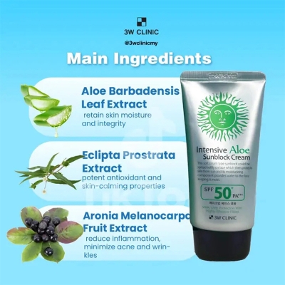 Picture of 3W Clinic Intensive Aloe Sunblock Cream SPF 50+ PA+++ 70ml
