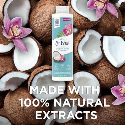 Picture of International USA product ST Ives Coconut Water & Orchid Shower gel body wash used for Male/ Female - 650 ml