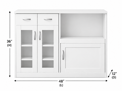 Picture of Timber Furniture Kitchen Storage Cabinet with Microwave Shelf, Laminated Board 48 W × 12 D × 36 H Inches