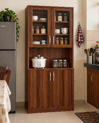 Picture of Timber Furniture Modern Kitchen Cabinet with Crockery Storage, Melamine Board 48 W × 12 D × 36 H Inches