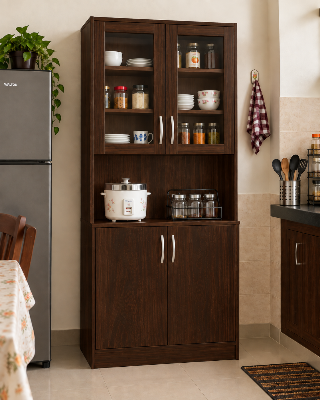 Picture of Timber Furniture Modern Kitchen Cabinet with Crockery Storage, Melamine Board 48 W × 12 D × 36 H Inches