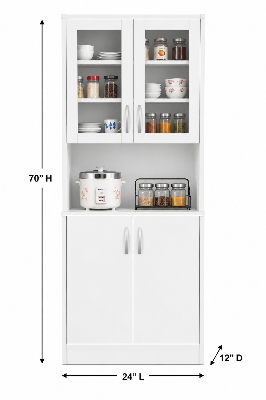 Picture of Timber Furniture Modern Kitchen Cabinet with Crockery Storage, Melamine Board 48 W × 12 D × 36 H Inches