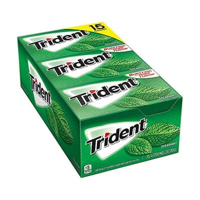 Picture of Cos7 Trident Spearmint Long Lasting Flavor Sugarfree Chewing Gum 15 Packs, 14 Sticks