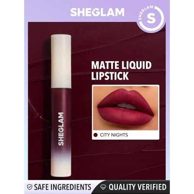 Picture of SHEGLAM Matte Allure Liquid Lipstick Long Lasting High Pigment Lipstick Nourishing Sunflower Oil Reduce Lip Care-City Nights
