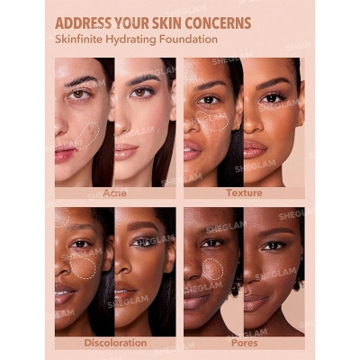 Picture of SHEGLAM Skinfinite Hydrating Foundation Flawless Dewy Foundation Hydrating Coverage Invisible Pore Concealer Pore-less Non-Greasy Lightweight Natural Soft Liquid Foundation-Acorn