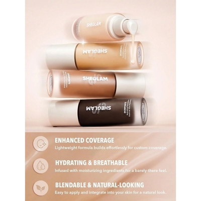 Picture of SHEGLAM Skinfinite Hydrating Foundation Flawless Dewy Foundation Hydrating Coverage Invisible Pore Concealer Pore-less Non-Greasy Lightweight Natural Soft Liquid Foundation-Acorn