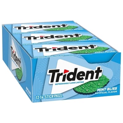 Picture of Trident Mint Bliss Sugar-Free Chewing Gum, 12 Packs of 14 Pieces (168 Total Pieces)