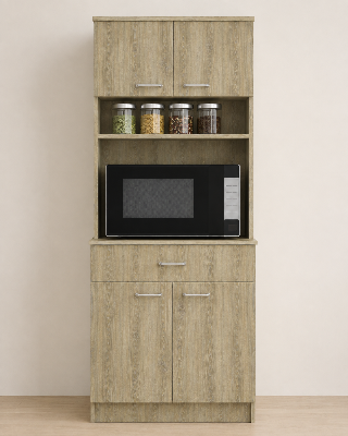 Picture of Timber Furniture 2 Door Kitchen Cabinet with 3 Drawers, Melamine Board 24 L × 12 D × 70 H Inches