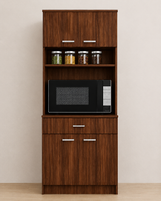 Picture of Timber Furniture 2 Door Kitchen Cabinet with 3 Drawers, Melamine Board 24 L × 12 D × 70 H Inches