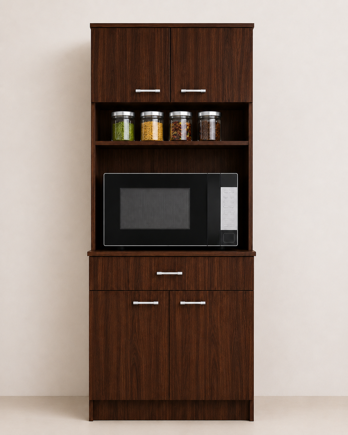 Picture of Timber Furniture 2 Door Kitchen Cabinet with 3 Drawers, Melamine Board 24 L × 12 D × 70 H Inches