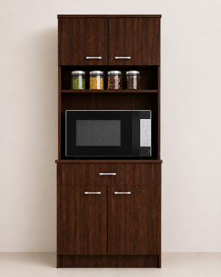 Picture of Timber Furniture 2 Door Kitchen Cabinet with 3 Drawers, Melamine Board 24 L × 12 D × 70 H Inches